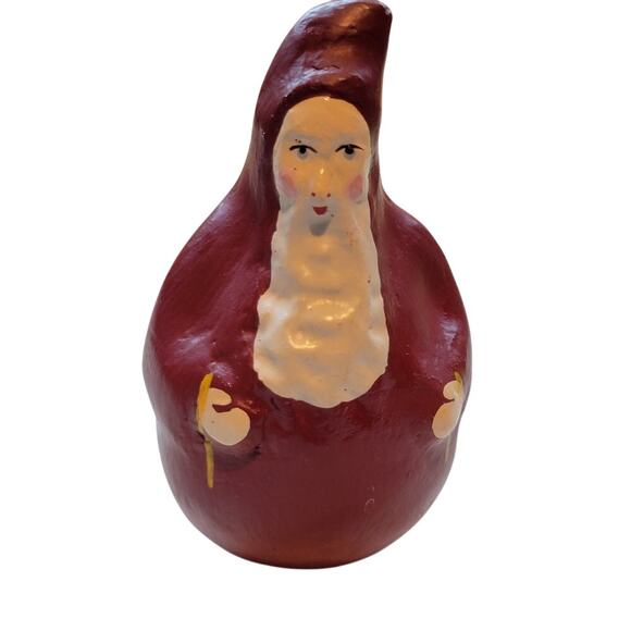 Vintage Santa Claus Folk Art Roly Poly Gourd Decoration - Picture 1 of 8